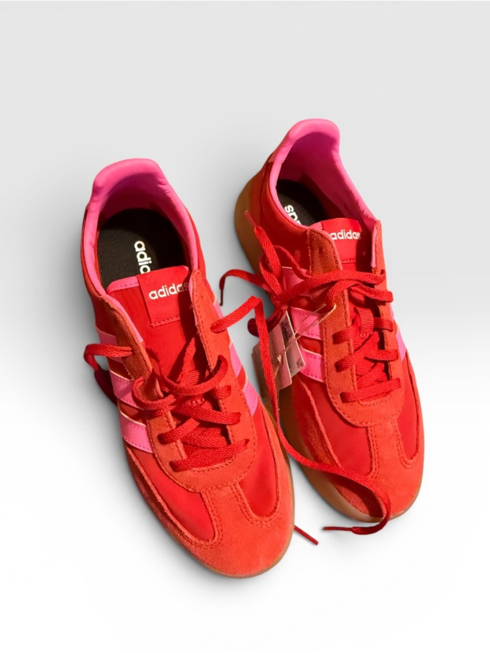 adidas Red Suede Sneakers with Pink Three Stripes - Picture 4 of 4